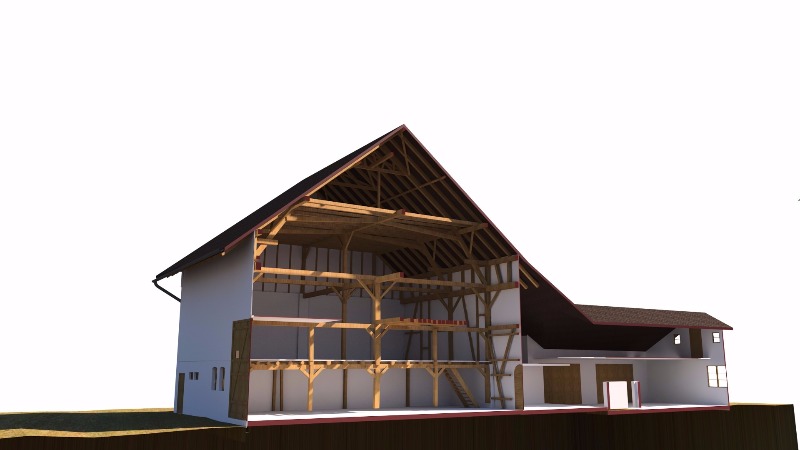 bauernhaus 3D modell schnitt